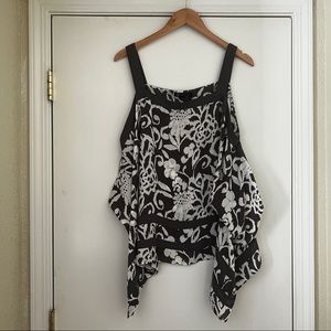 INC Damask Cold Shoulder Kimono top